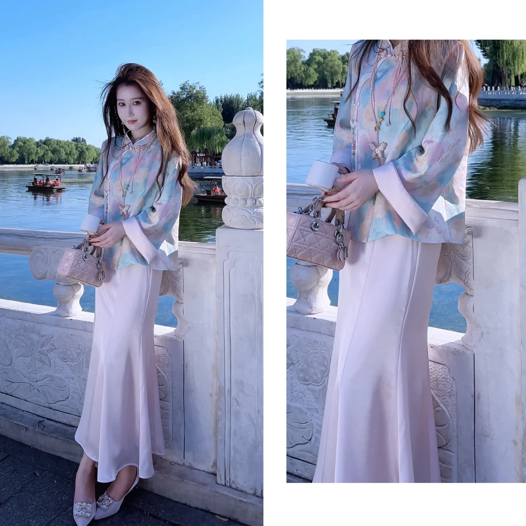 【婷婷】《七彩画•什刹海》晕染提花国风套装TT2SQTZ2037【Q】