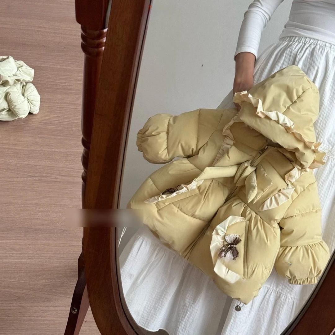 女童棉服外套加绒加厚可爱甜美洋气韩版冬季女宝收腰连帽时尚短款