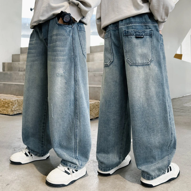 儿童复古牛仔裤痞帅男童裤子春秋季中大童2025秋季新款直筒牛仔裤