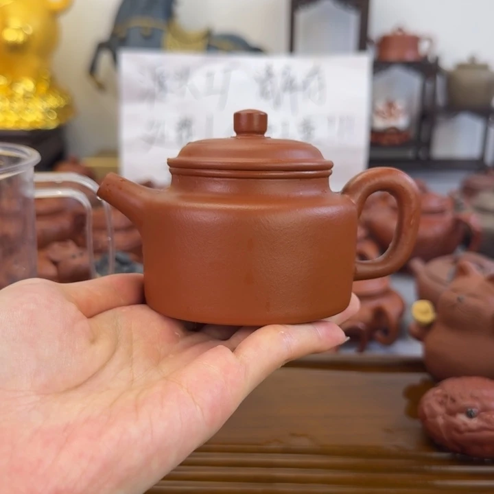紫砂茶壶朱泥全手德钟160毫升