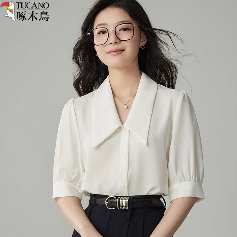 TUCANO/啄木鳥法式白色衬衫女装女夏季新款洋气高端上衣女士薄款