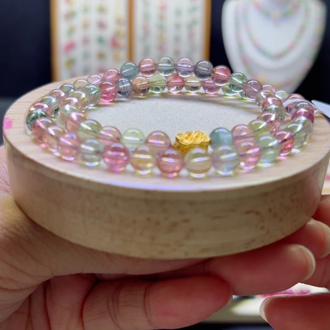 碧玺手链未镶嵌莫兰迪6.3mm