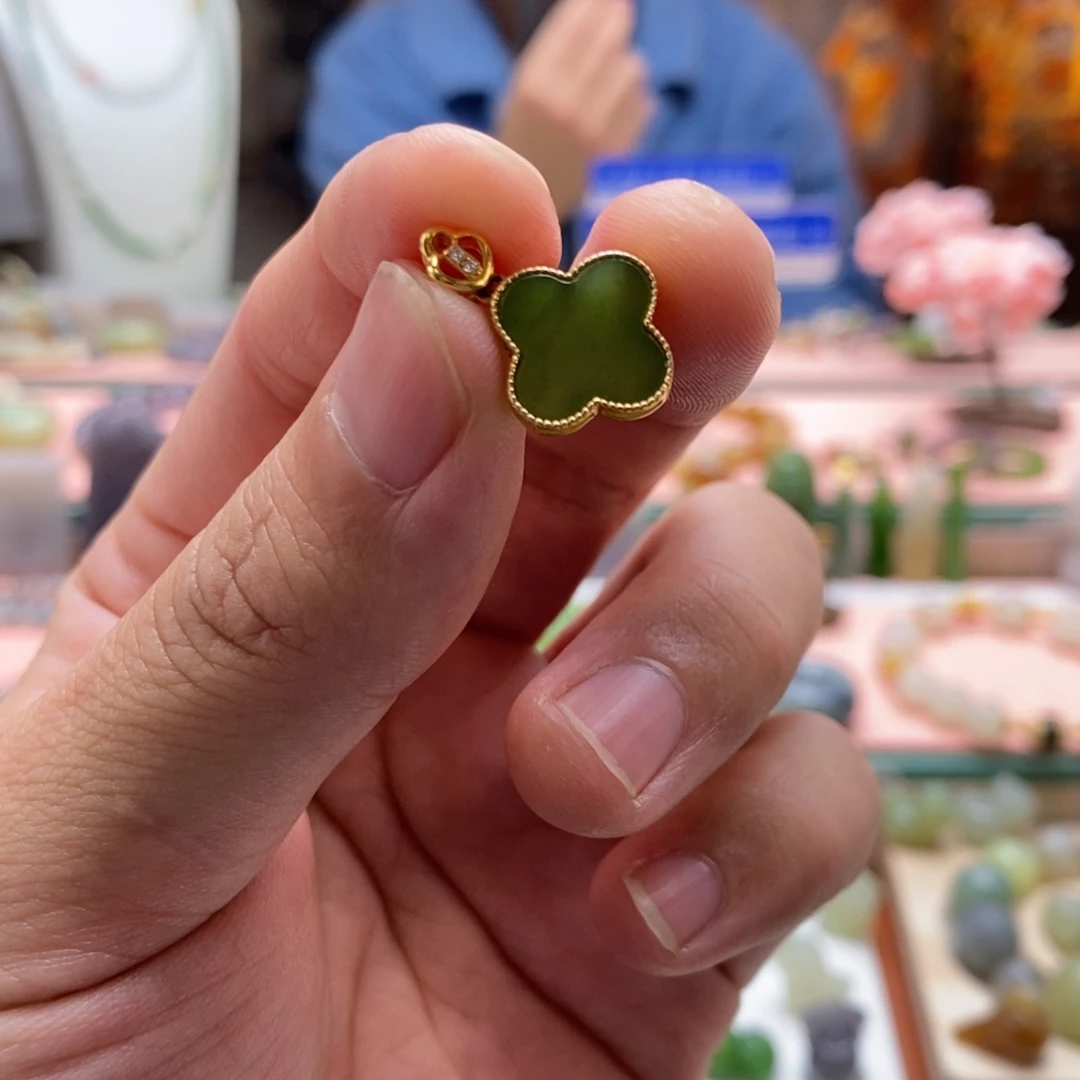 和田玉（碧玉）银S925镶嵌吊坠(不含链)