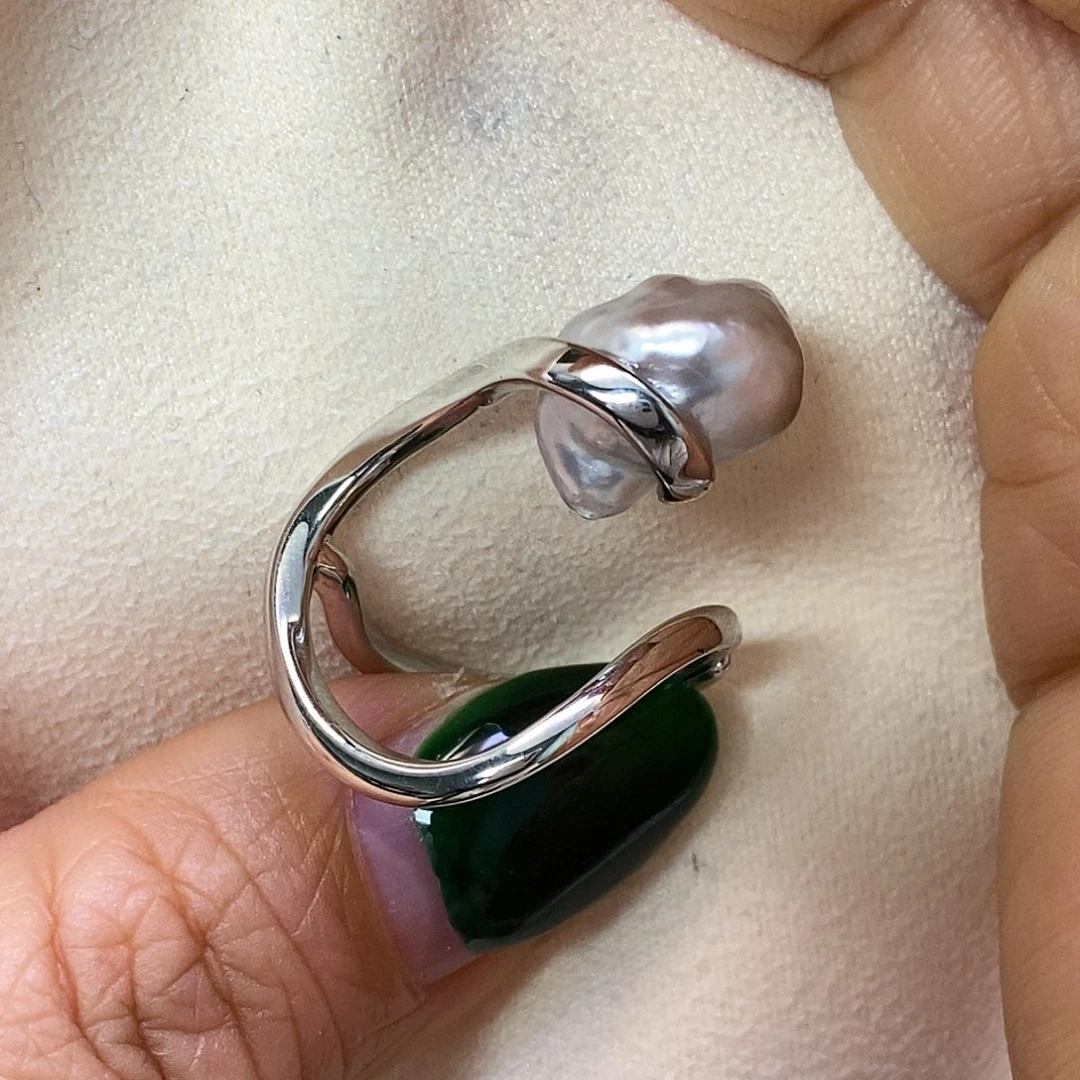 海水珍珠戒圈银S925镶嵌