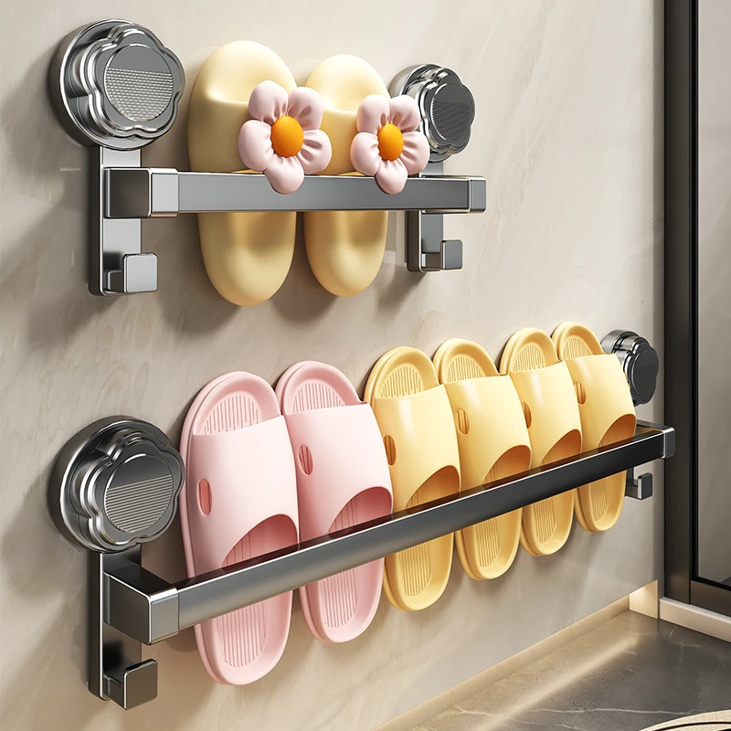 强力吸盘浴室拖鞋架卫生间免打孔最新款家用厕所简易收纳架免安装
