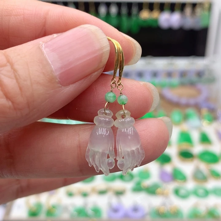 翡翠18K金镶嵌耳饰