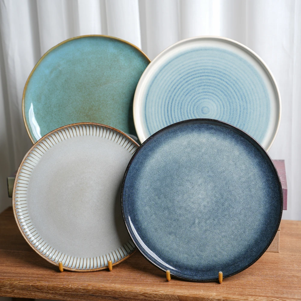 【瑕疵】釉下彩陶瓷盘窑变釉组合家用四个装512DK