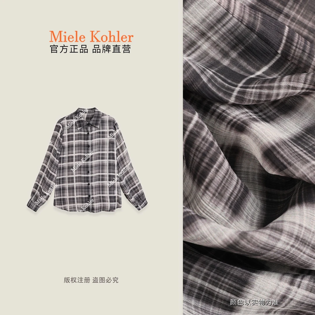 【岩灰奇境】秋冬新款格子百搭长袖女衬衫MKAX89135【澳门小源同款】