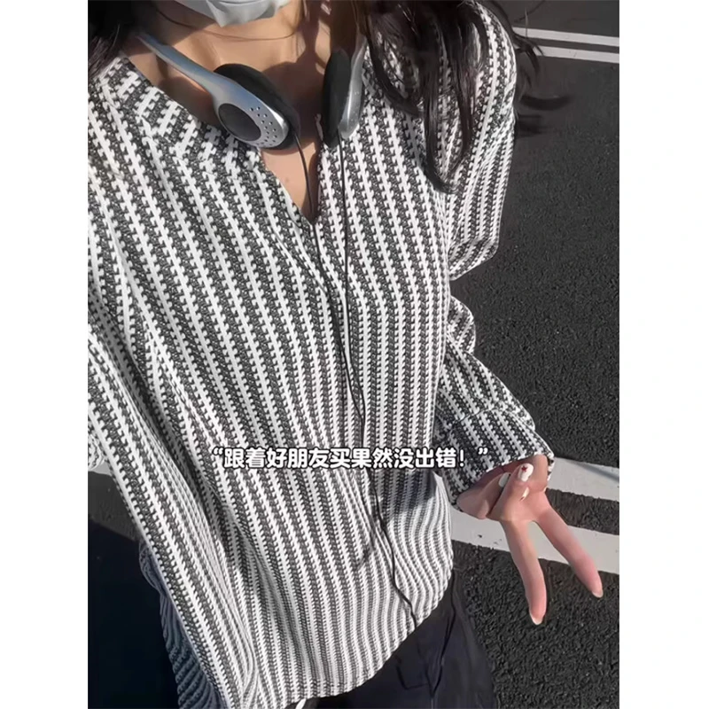 雪尼尔小香风V领长袖T恤男款春秋季千鸟格卫衣cleanfit内搭打底衫