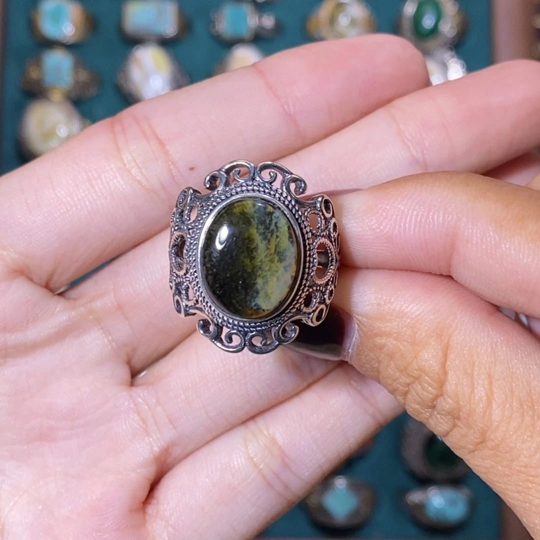 蜜蜡戒指银S925镶嵌L****看戒指