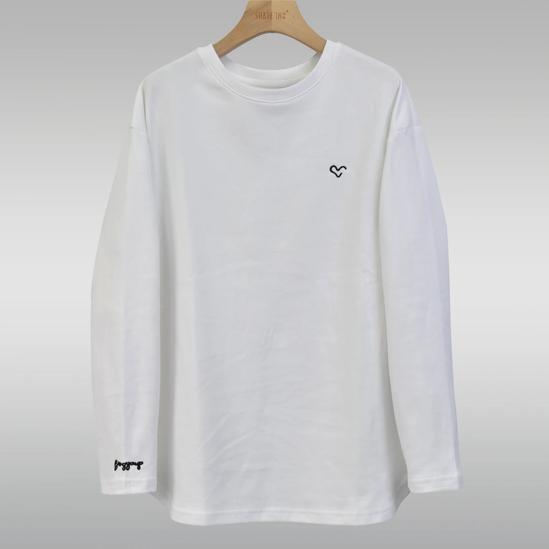 sayin/水映【针织衫】基础爱心印花打底衫长袖宽松T恤 T9573