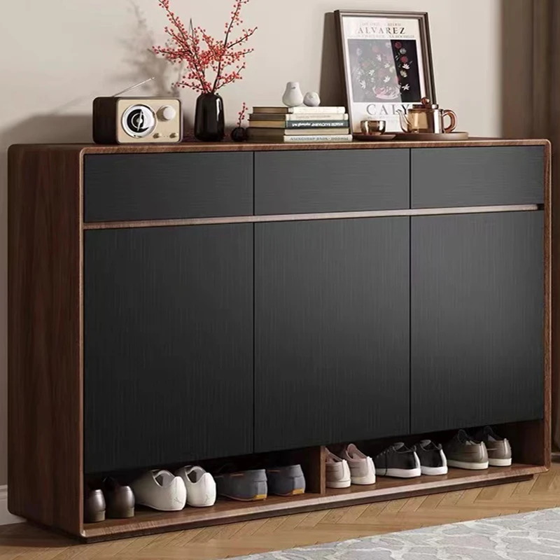 入户鞋柜实木玄关柜家用收纳一体储物柜放电梯门口鞋柜