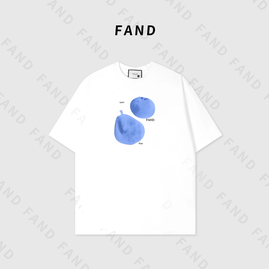 FAND依依【akeli】2025爆款夏季情侣装奶白色印花宽松圆领短袖