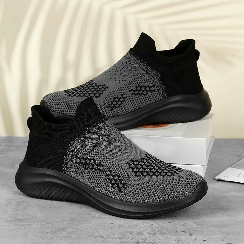 2025新款男鞋运动鞋网面透气一脚蹬袜子鞋跑步鞋男女款休闲健步鞋