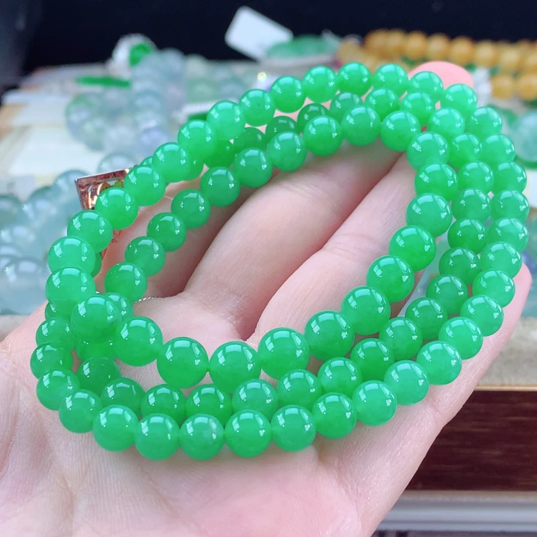 翡翠手链未镶嵌果阳绿