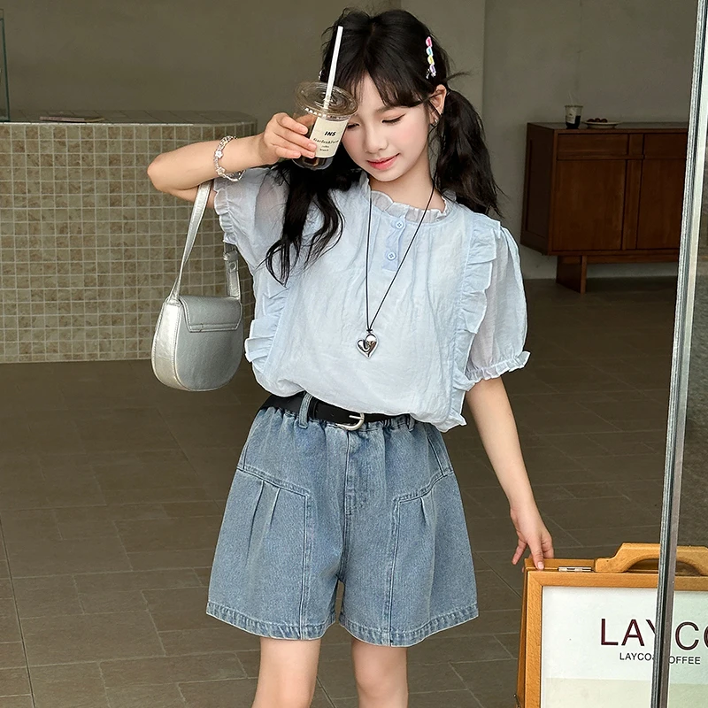 女童洋气套装夏款小女孩韩范衣服2025新款潮牌童装中大童气质潮流