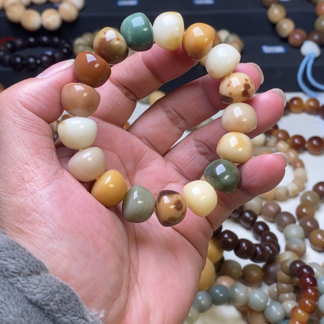 菩提根/象牙果手串卡15mm碗珠多宝花皮