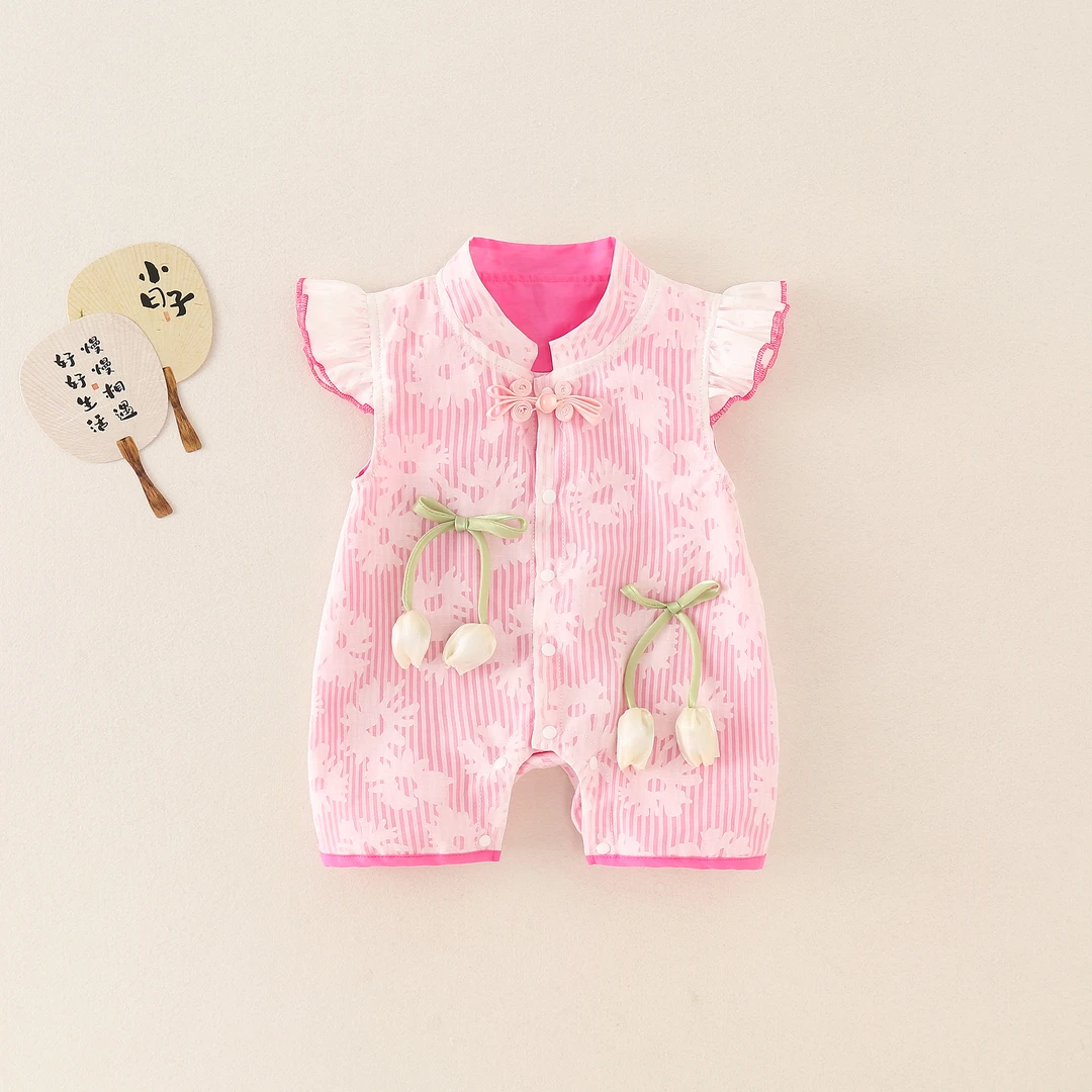【灼灼其华】婴儿连体衣薄款夏款纯棉女宝宝连体衣包屁裙洋气郁金香