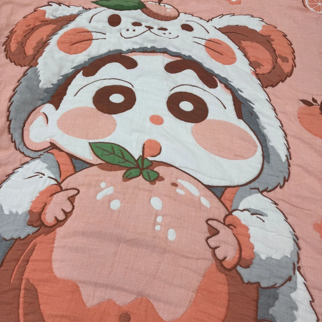 【苹果女孩】全棉纱布120*150cm亲肤可爱卡通柔软加厚秋冬泡芙被