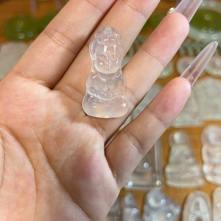 未镶嵌蛇纹石玉岫玉白冰挂件宝宝佛