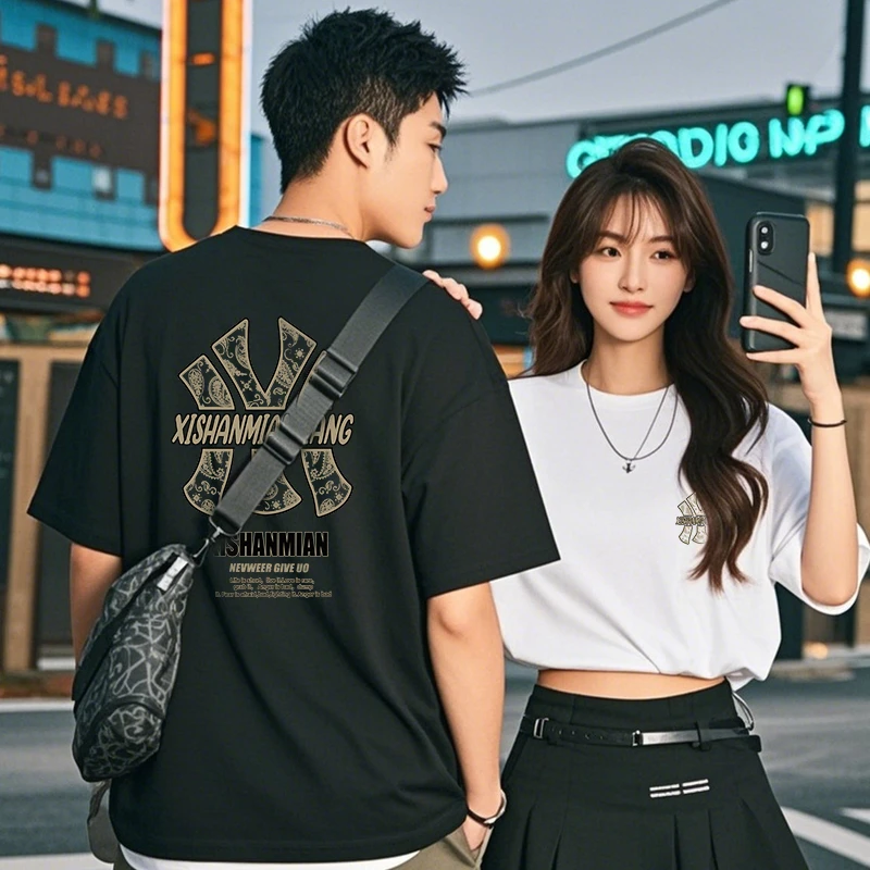 重磅纯棉短袖T恤男透气高级感男装圆领男士新款男士休闲装