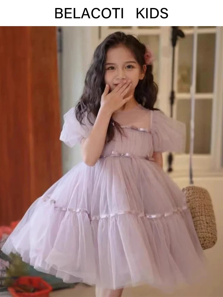 英国Belacoti女童可爱仙女紫夏季新款时尚洋气超仙纱裙公主裙