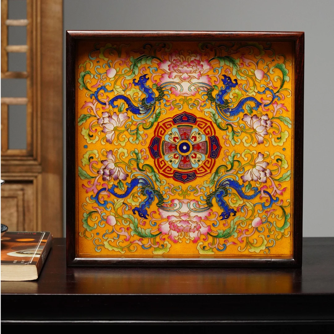 【木虫臻品】奢侈品大红酸枝景泰蓝普洱茶开口茶盘高端托盘茶室收纳