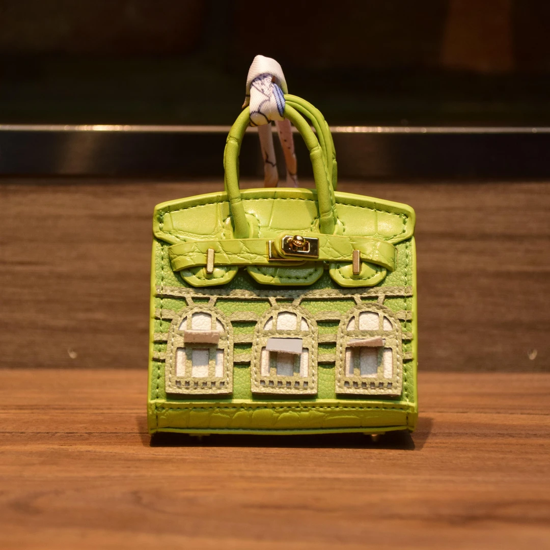 大峰皮堂房子包包挂件可爱多彩铂金包mini包