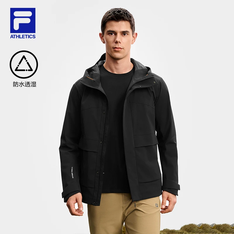 【防水透湿防风】Fila/斐乐男秋季新款户外连帽运动外套A11M537719F