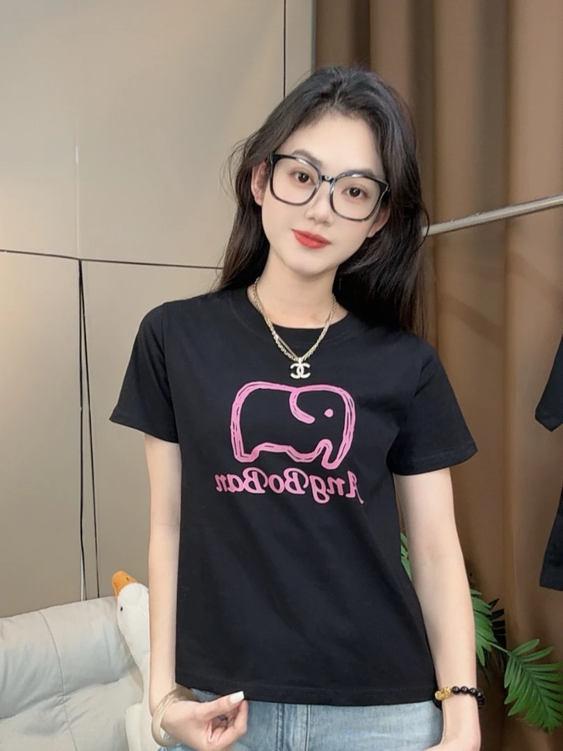 【姜姜推荐】新品纯棉短袖2025上新100%纯棉印花T恤修身显瘦上衣