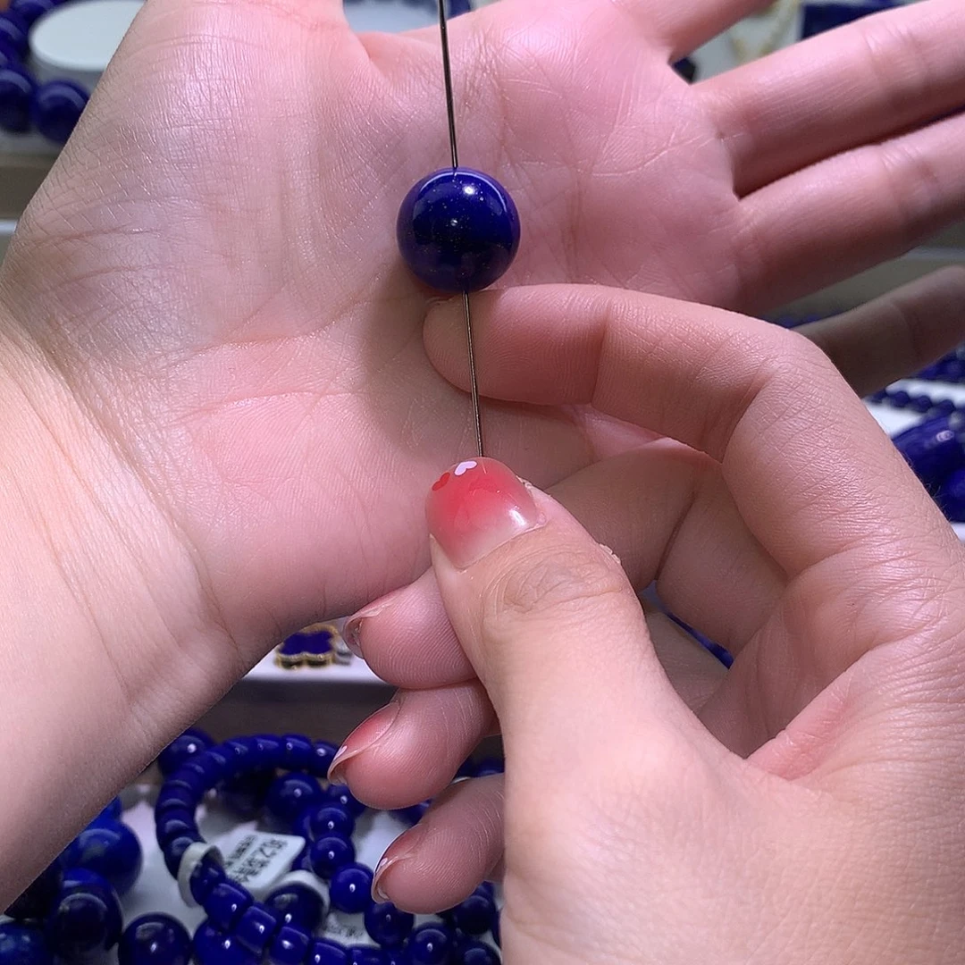 青金石未镶嵌天然原矿单圆珠16m+