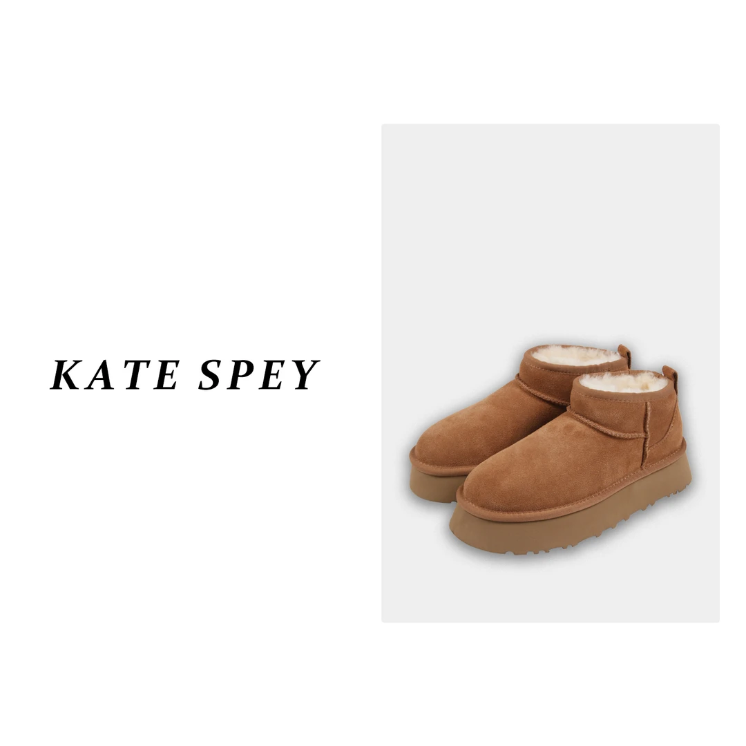 凯特丝蓓1165#雪地靴女冬季一体厚底短筒靴加绒加厚4.5cm加厚无标