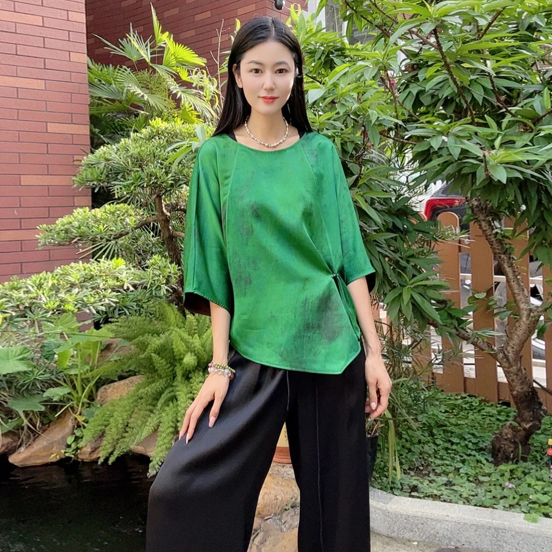 浒城古娘国风中式精致百搭夏季宽松显瘦女上衣T恤WB2504604