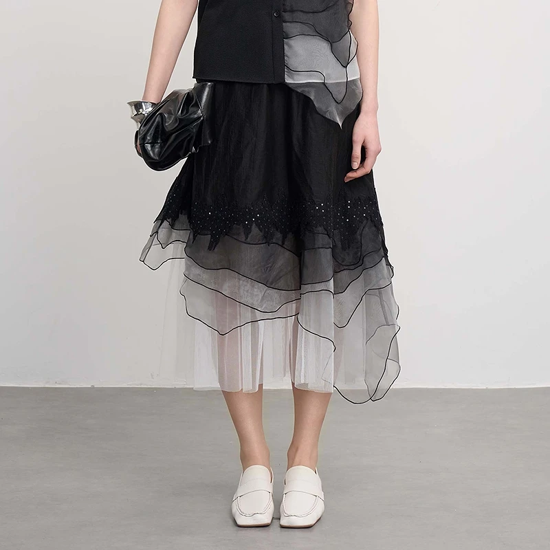 【粉丝专享】圣迪奥百搭高腰洋气不规则显瘦半身裙S252Z1101