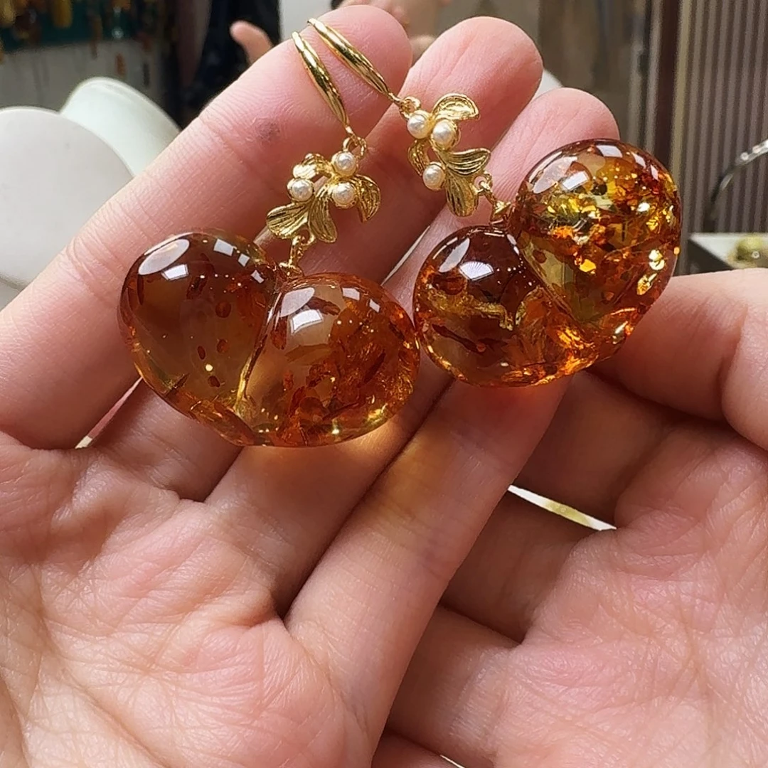 琥珀未镶嵌颈饰耳坠