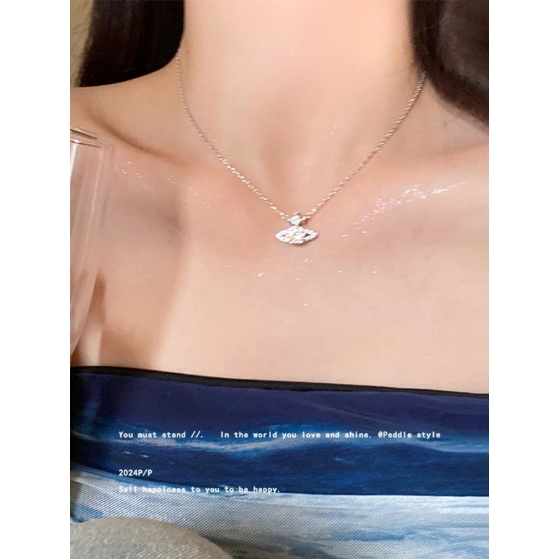 铜合金吊坠 新款闪闪迷人土星吊坠项链精致轻奢小众高级礼