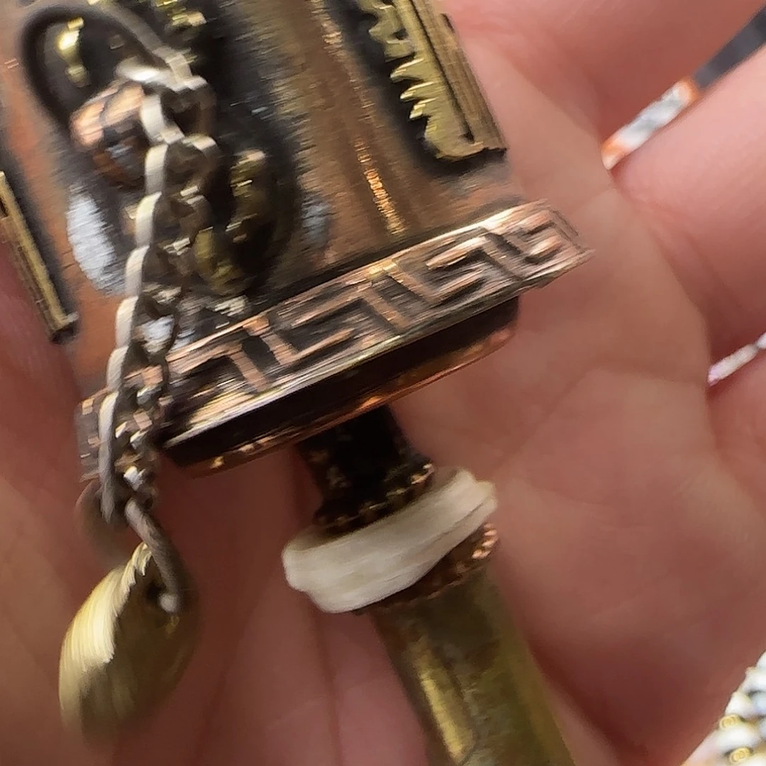 老尼泊尔手工红铜转经筒