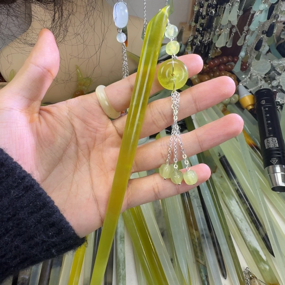 蛇纹石玉合金发饰