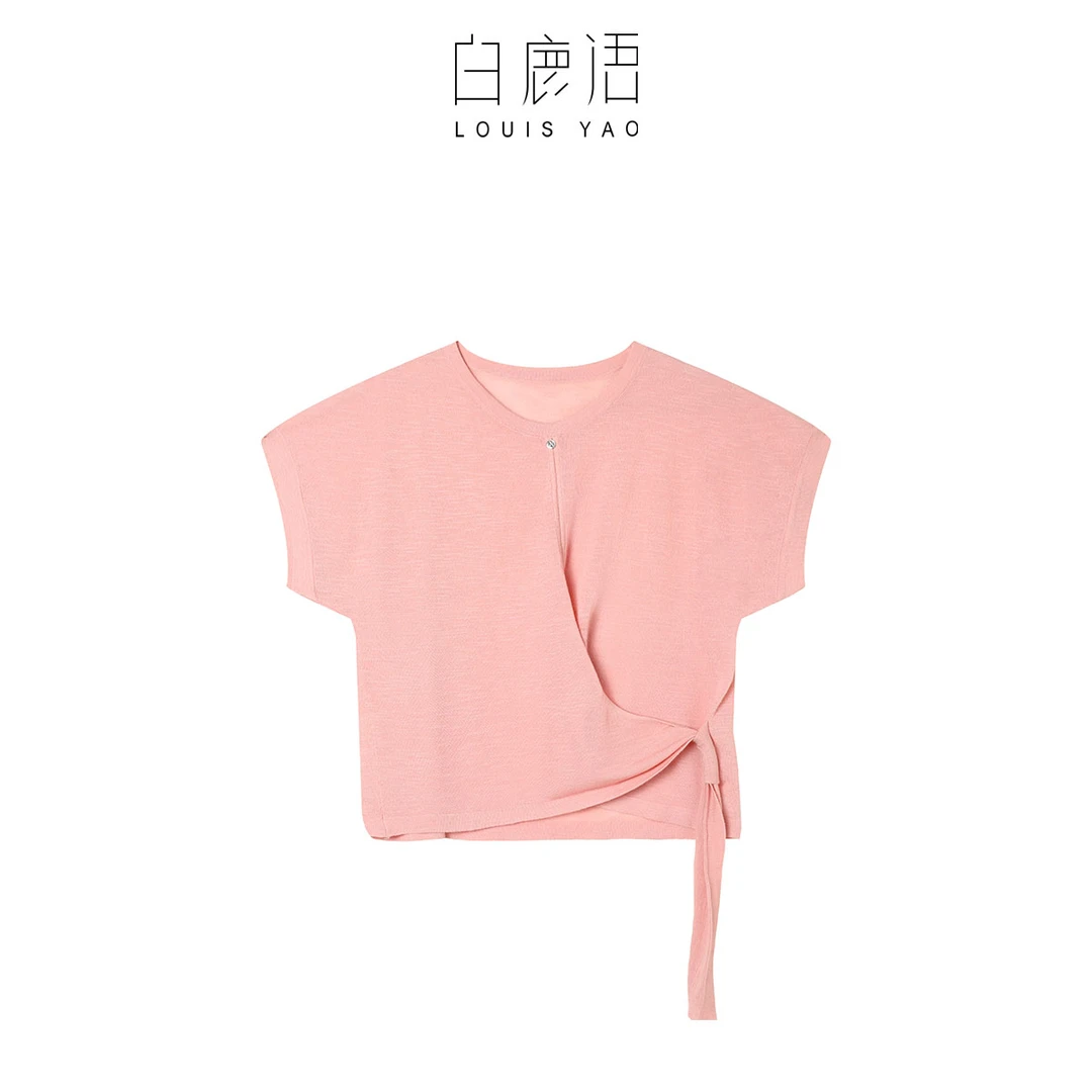 【商场同款新品】白鹿语不规则下摆绑带针织衫上衣YU20453