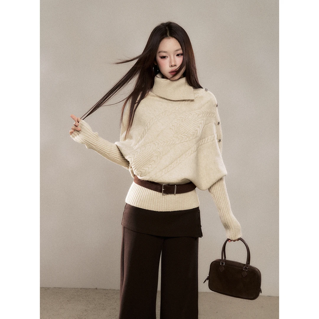 【小野莓】高领套头毛衣衫女冬季新款设计感时尚洋气上衣BB511225S