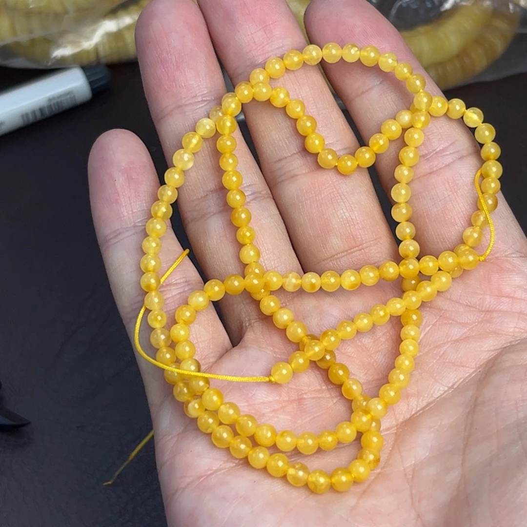 琥珀未镶嵌裸石小米珠4mm020