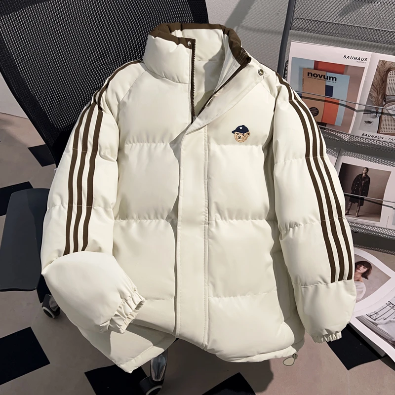 Dekkry潮牌oversize休闲时尚外套立领冬季三条杠棉服棉袄男女上衣