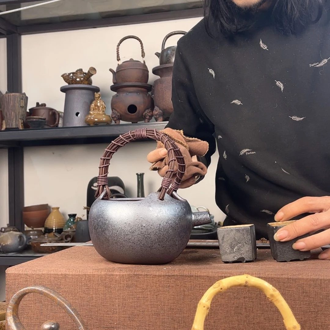 紫泥茶壶紫砂粗陶茶器