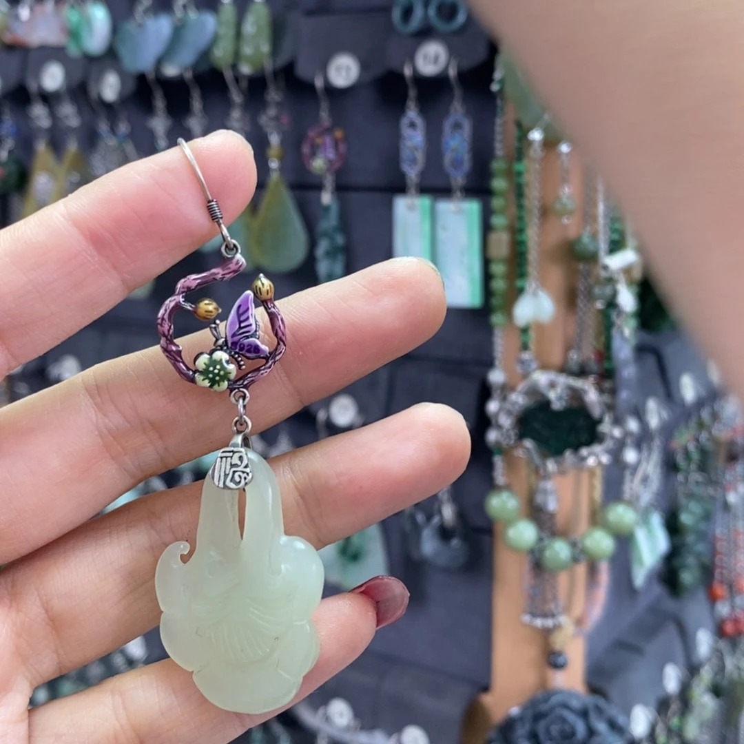 和田玉银S925镶嵌耳饰✨***✨X08