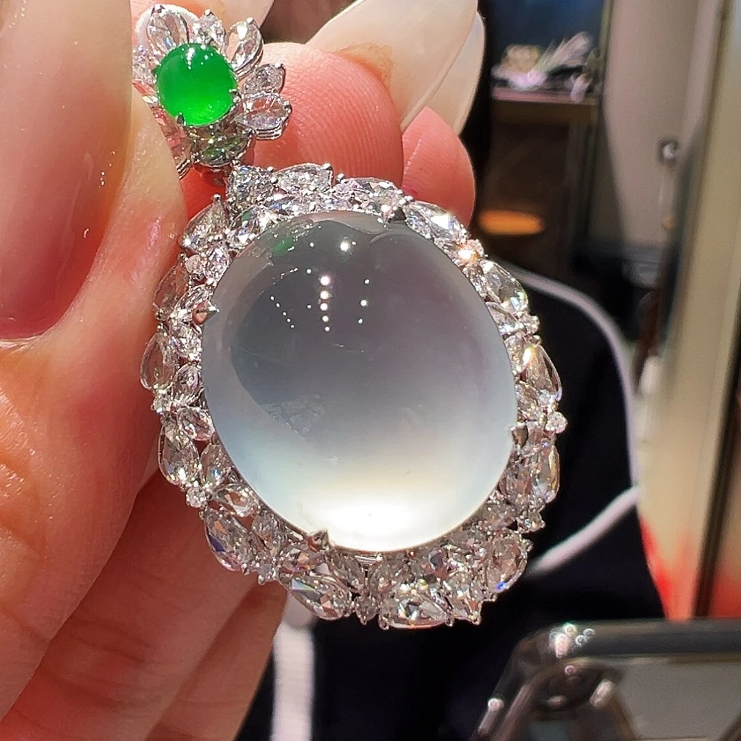 翡翠18K金镶嵌吊坠(不含链)翡翠