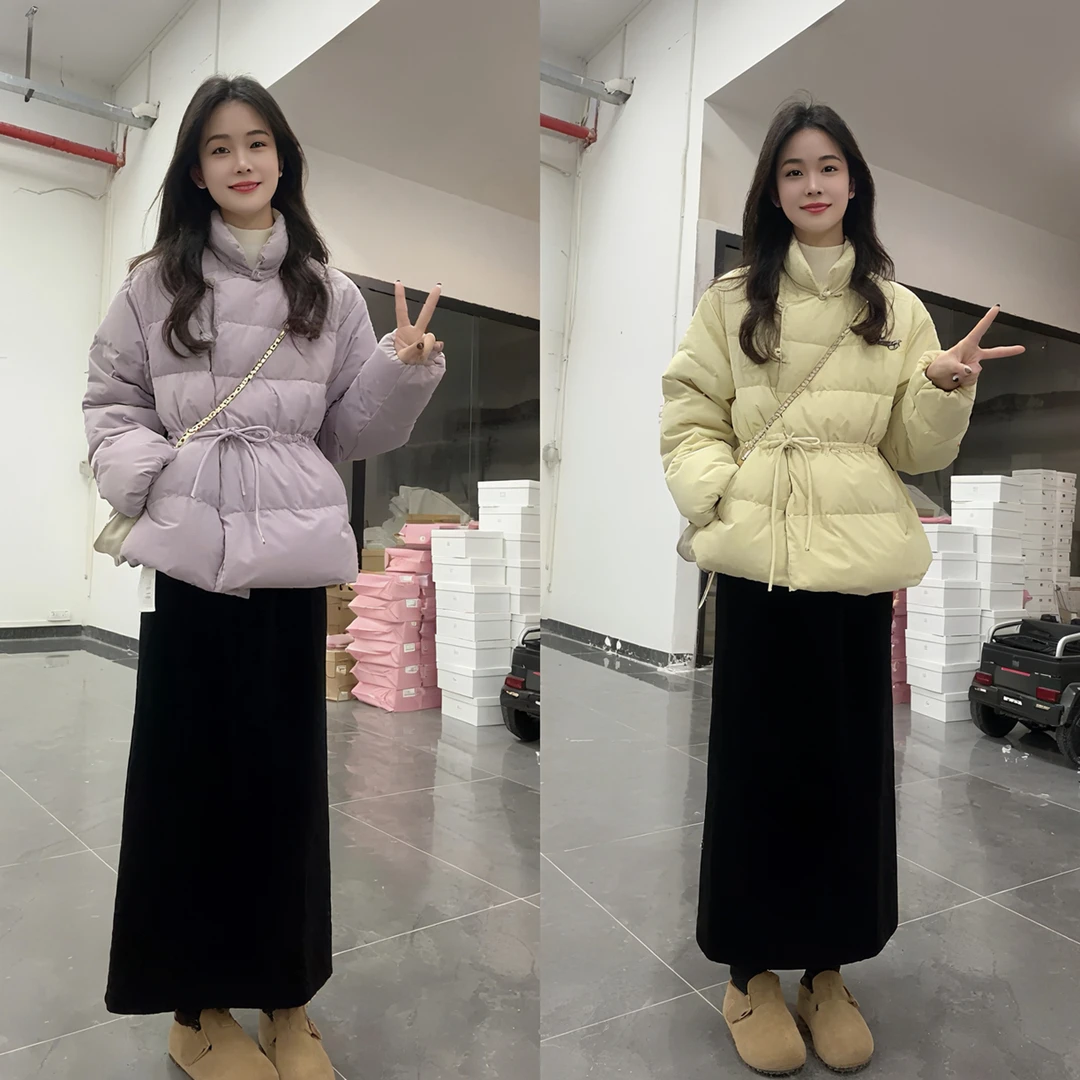 韩系氛围感穿搭冬季2025新款纯色卸棉服时尚减龄宽松保暖简约外套