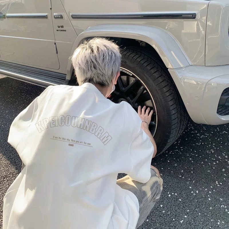 徐太浪夏季字母印花短袖重磅宽松T恤男美式高街宽松情侣圆领上衣