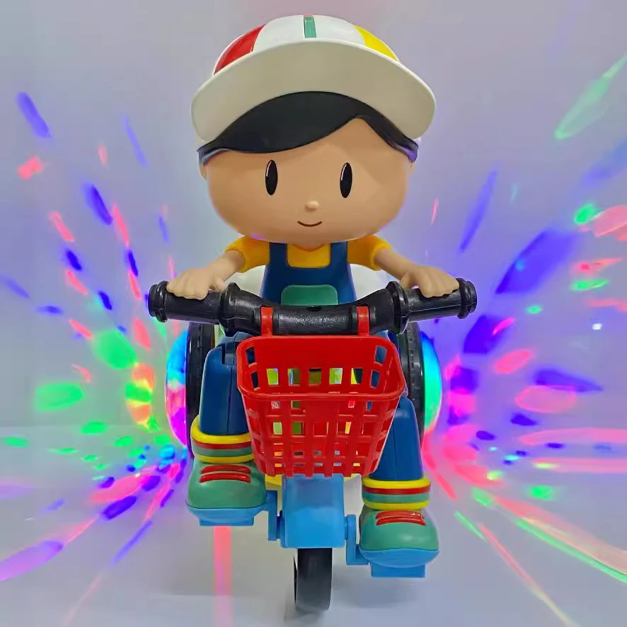 电动大头男孩女孩特技旋转三轮车灯光音乐启蒙