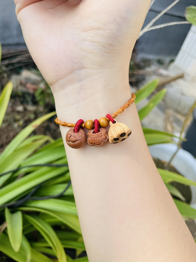 葫芦福锁莲蓬桃木桃核竹节手串一核镇千邪守护保平安复古