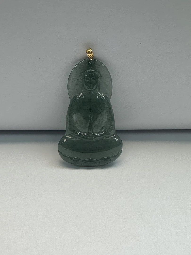 定制翡翠18K镶嵌毛货链接观音牌ZY023